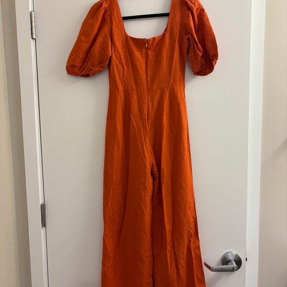 Mango Shortsleeve Jumpsuit with Puff Sleeve - Orange - XS - Picture 3 of 5